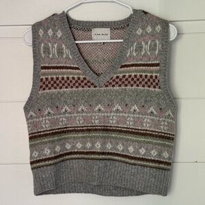 Pink Rose Multicolor V-Neck Sweater Vest, Women’s L